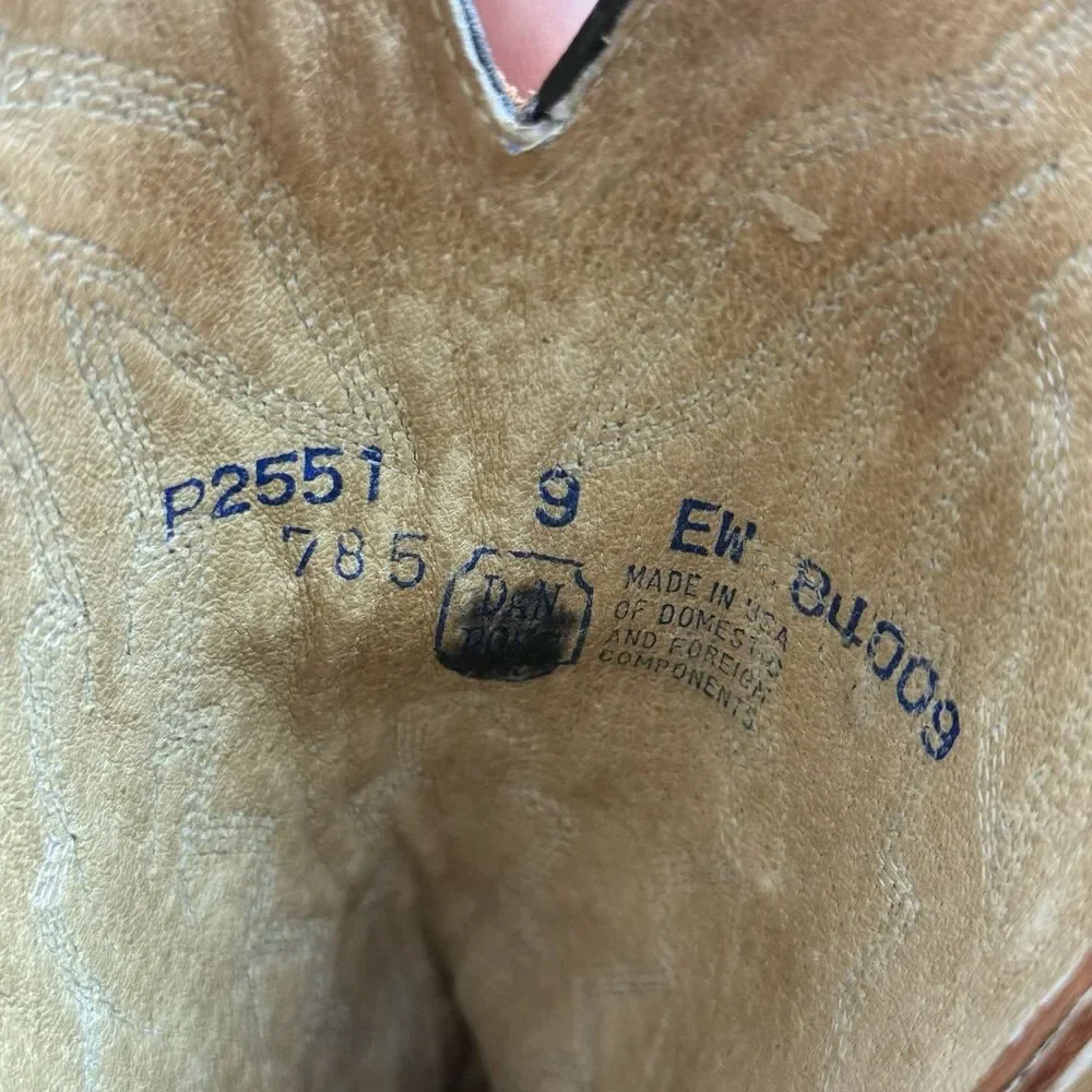 Dan Post Men’s 9 EW P2551 Brown Leather Cowboy Boots Western Made in USA